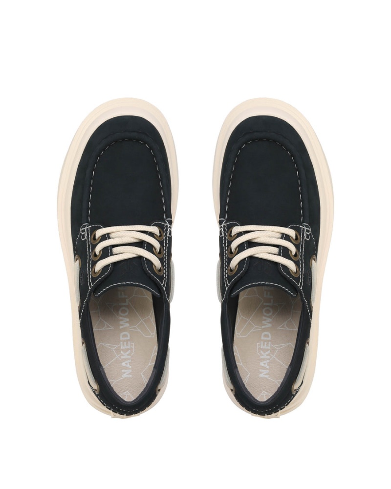 Férfi Naked Wolfe Dock Loafers Sötétkék Fehér | TKP673UO
