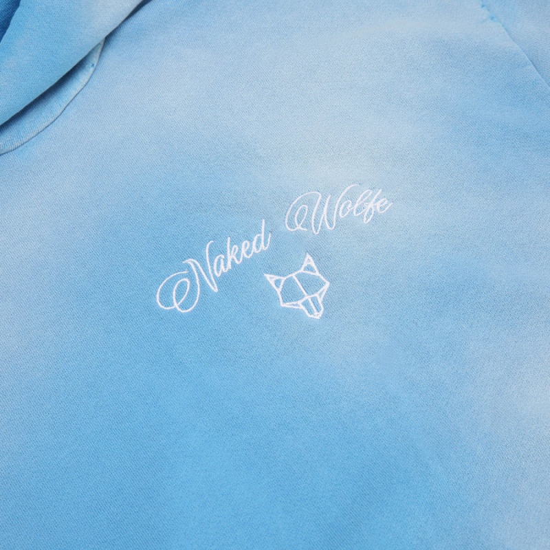 Férfi Naked Wolfe Signature Vintage Kapucnis Pulóver Kék | JWU6886LX
