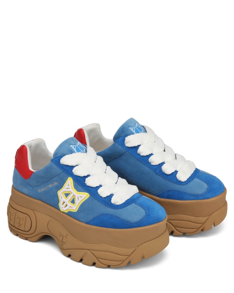 Női Naked Wolfe Warrior Velvet Sportcipő Kék Piros | UEX9615HV