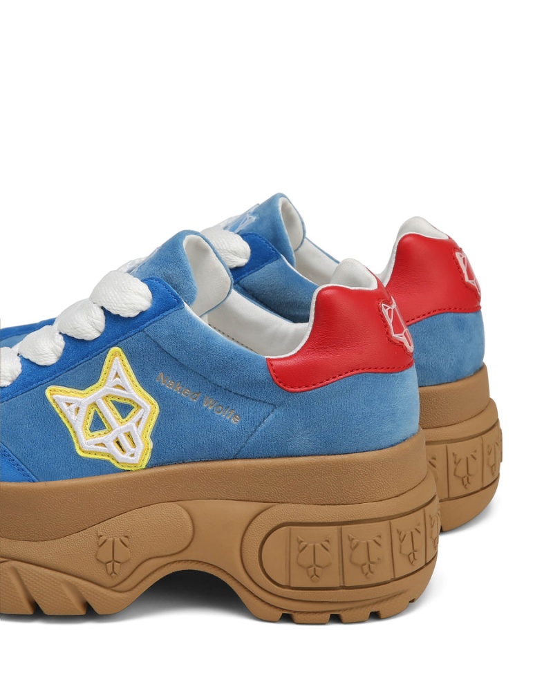 Női Naked Wolfe Warrior Velvet Sportcipő Kék Piros | UEX9615HV